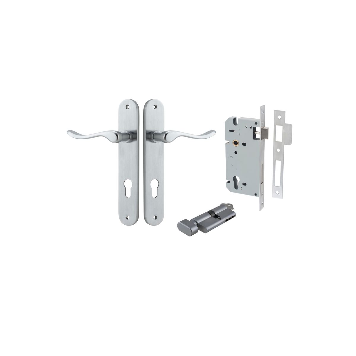 12424KENTR60KT - Stirling Lever - Oval Backplate Entrance Kit with High Security Lock - Brushed Chrome - Entrance