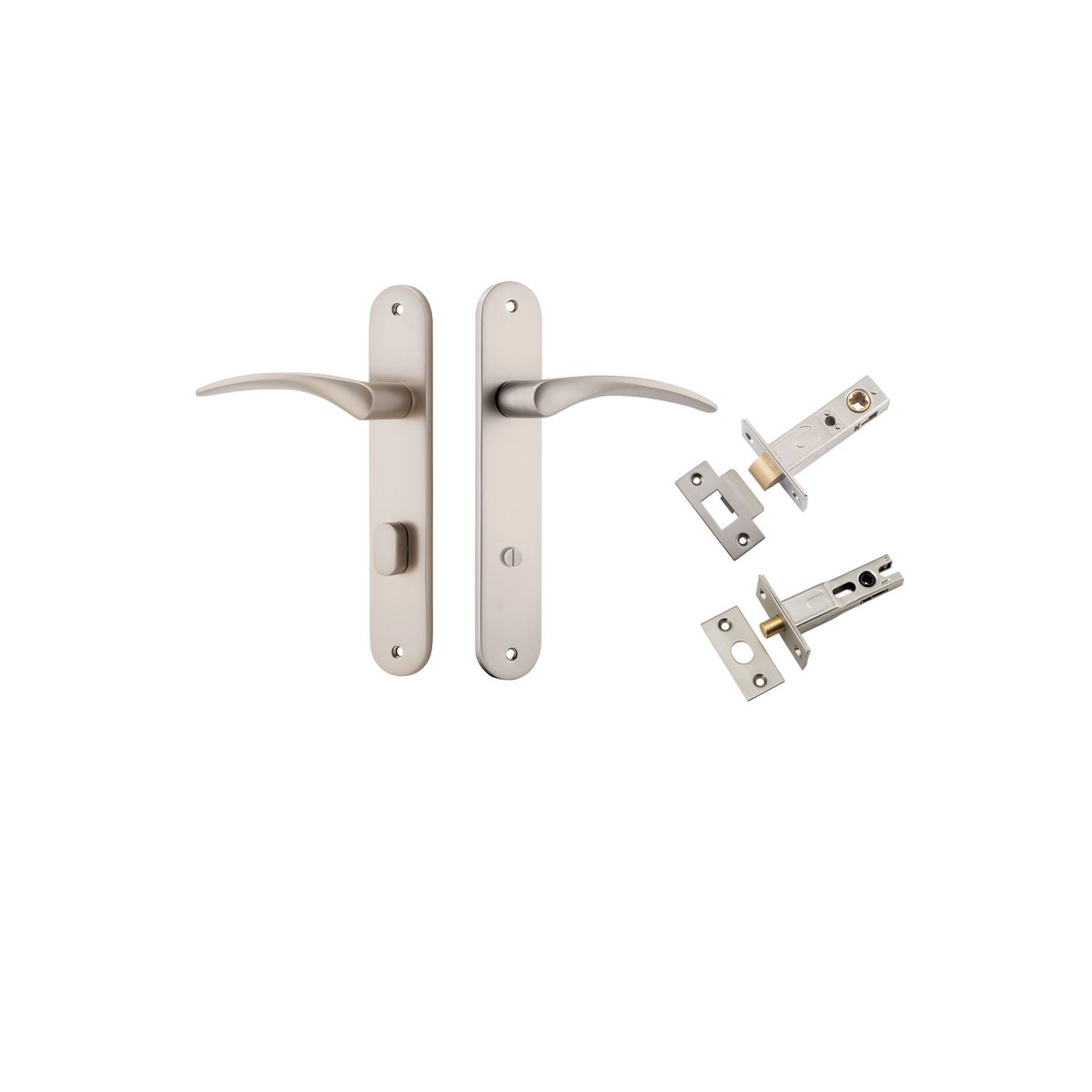 14728KPRIV60 - Oxford Lever - Oval Backplate Privacy Kit with Privacy Turn - Satin Nickel - Privacy