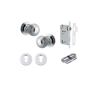 Guildford Knob - Round Rose Entrance Kit with Separate High Security Lock