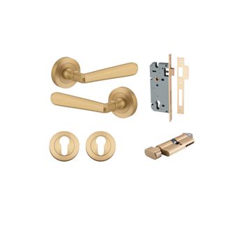 Copenhagen Lever - Round Rose Entrance Kit with Separate High Security Lock