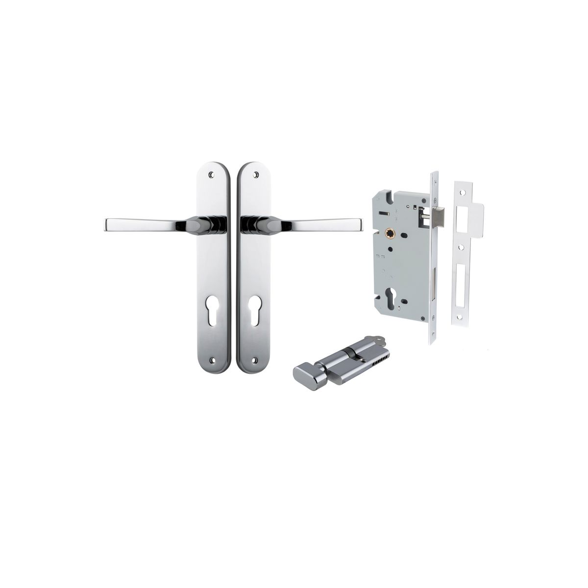 11732KENTR60KT - Annecy Lever - Oval Backplate Entrance Kit with High Security Lock - Polished Chrome - Entrance