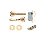0310KENTR60KT - Verona Lever - Round Rose Entrance Kit with Separate High Security Lock - Polished Brass - Entrance