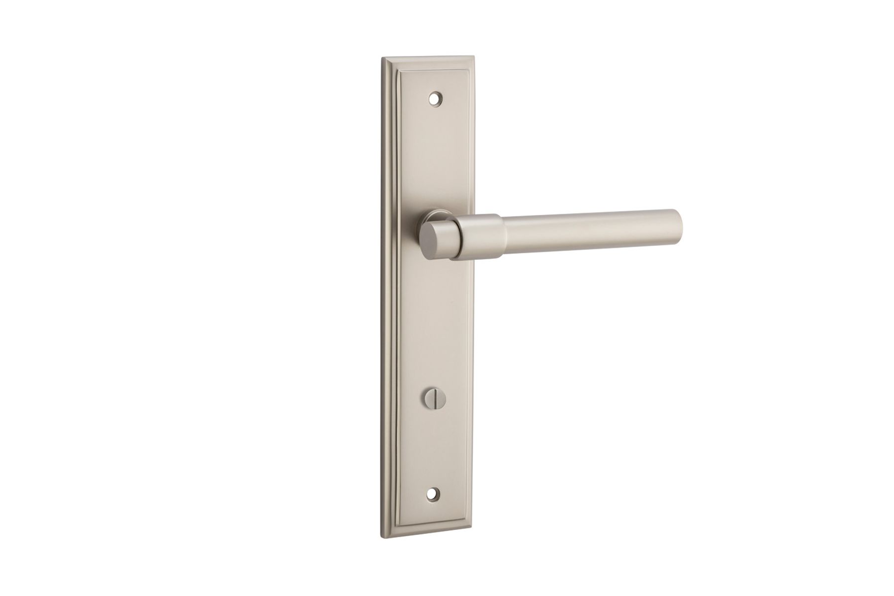 14902P85 - Helsinki Lever - Stepped Backplate - Satin Nickel - Privacy