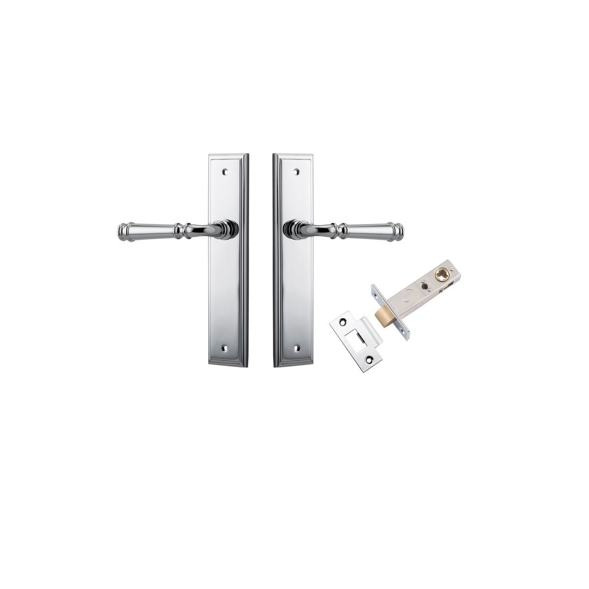 11742KPASS60 - Verona Lever - Stepped Backplate Passage Kit - Polished Chrome - Passage