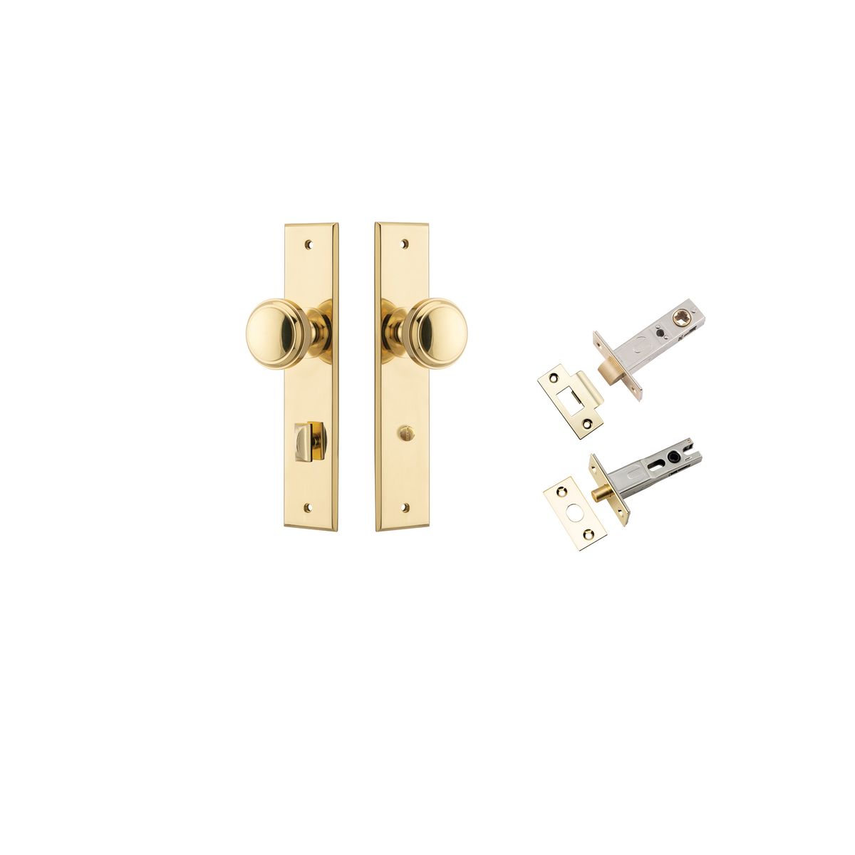 10321KPRIV60 - Paddington Knob - Chamfered Backplate Privacy Kit with Privacy Turn - Polished Brass - Privacy