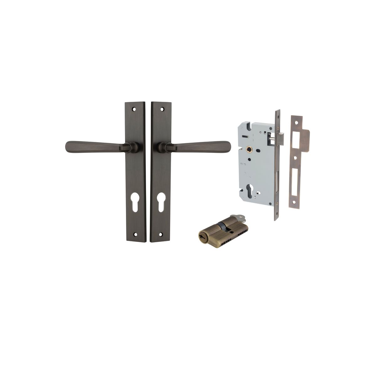 10872KENTR60KK - Copenhagen Lever - Rectangular Backplate Entrance Kit with High Security Lock - Signature Brass - Entrance