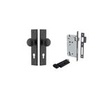 12946KENTR60KT - Cambridge Knob - Chamfered Backplate Entrance Kit with High Security Lock - Matt Black - Entrance
