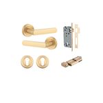 20776KENTR60KT - Osaka Lever - Round Rose Entrance Kit with Separate High Security Lock - Brushed Brass - Entrance
