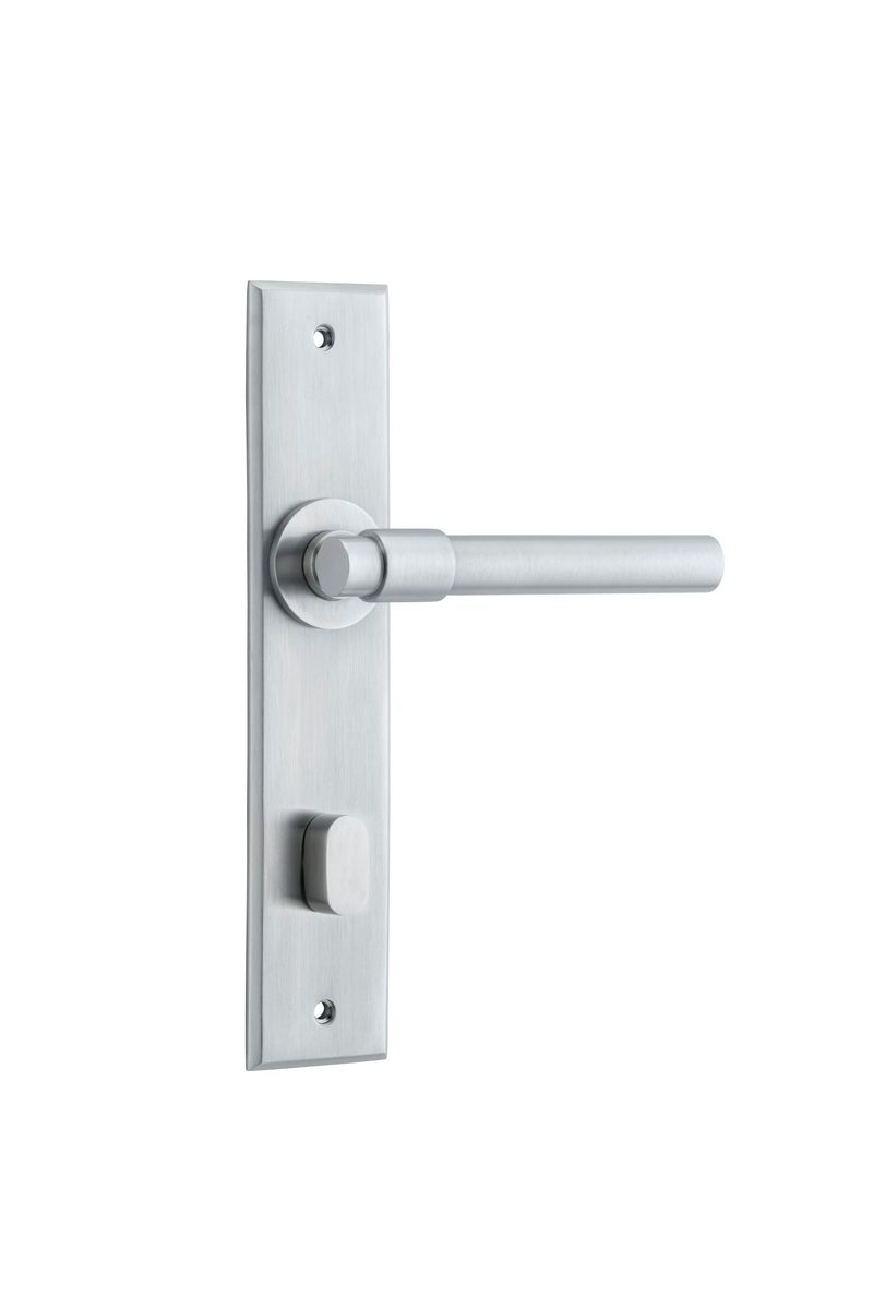 12404P85 - Helsinki Lever - Chamfered Backplate - Brushed Chrome - Privacy