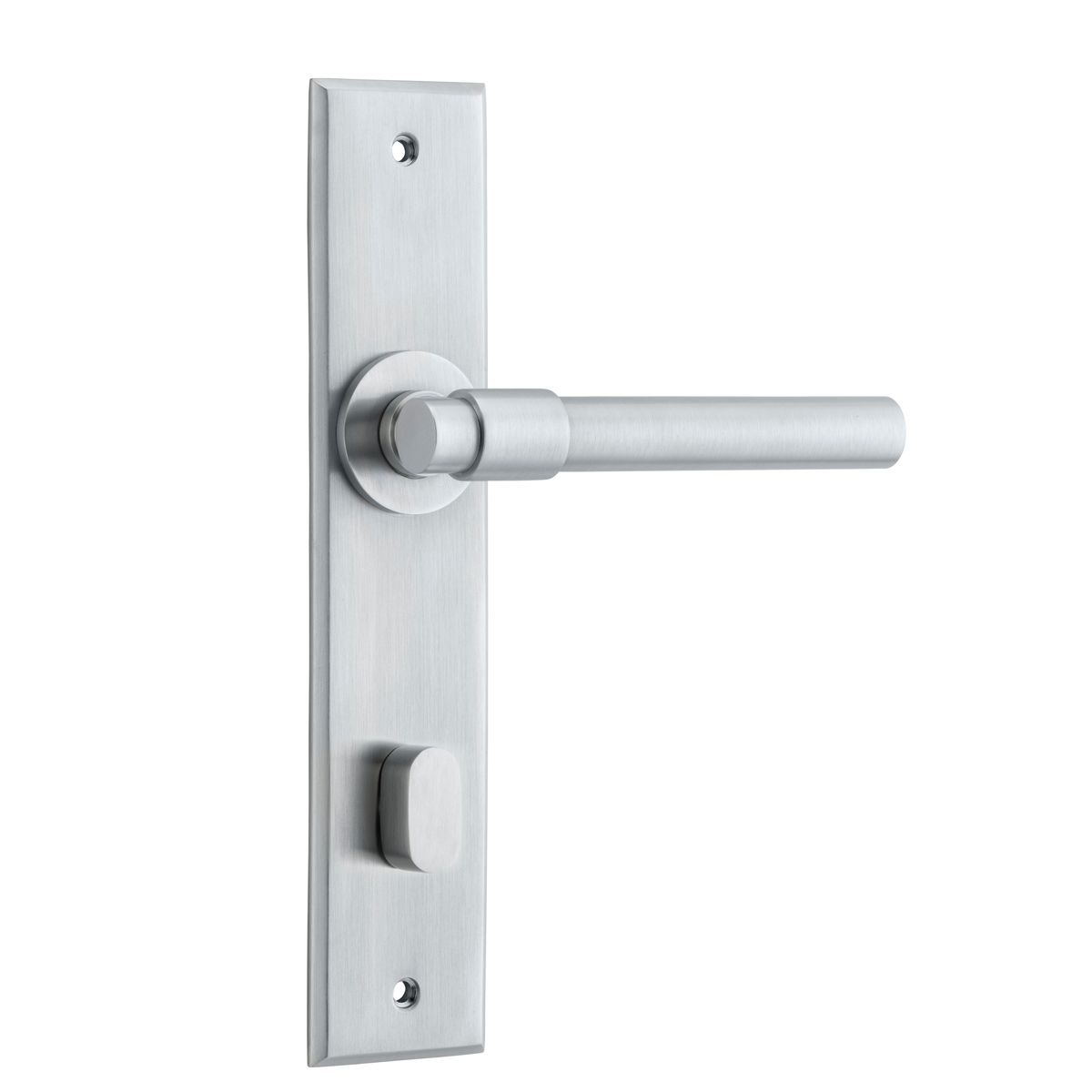 12404P85 - Helsinki Lever - Chamfered Backplate - Brushed Chrome - Privacy
