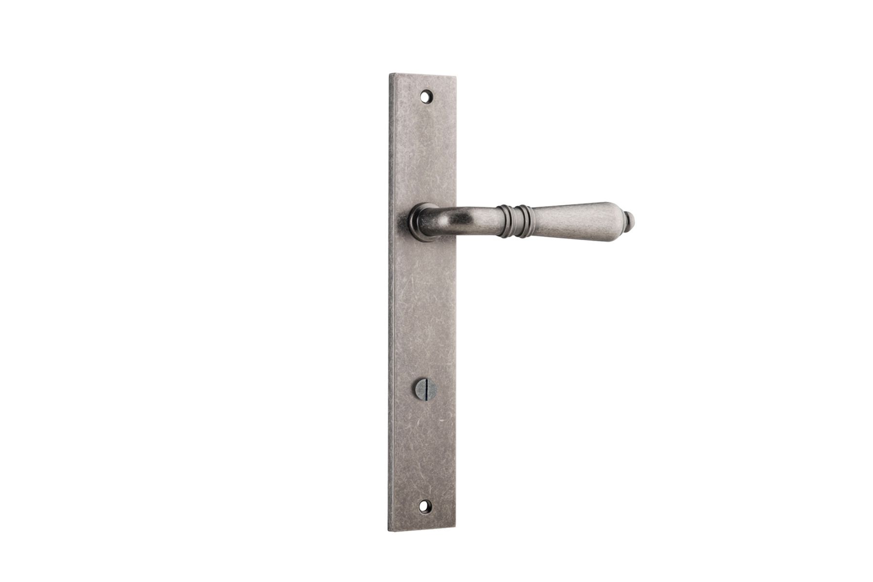 13700P85 - Sarlat Lever - Rectangular Backplate - Distressed Nickel - Privacy