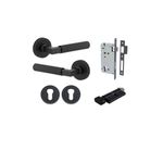 0353KENTR60KT - Brunswick Lever - Round Rose Entrance Kit with High Security Lock - Matt Black - Entrance