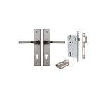 13788KENTR60KK - Annecy Lever - Chamfered Backplate Entrance Kit with High Security Lock - Distressed Nickel - Entrance