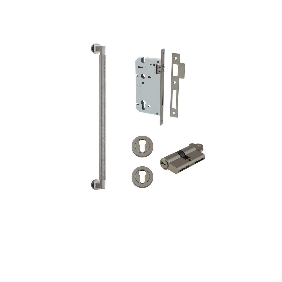 16955KENTR60KK - Brunswick Pull Handle - 450mm Entrance Kit with Separate High Security Lock - Graphite PVD - Entrance