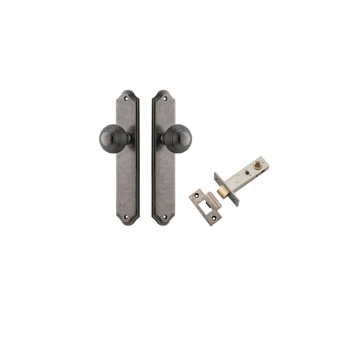 13830KPASS60 - Guildford Knob - Shouldered Backplate Passage Kit - Distressed Nickel - Passage