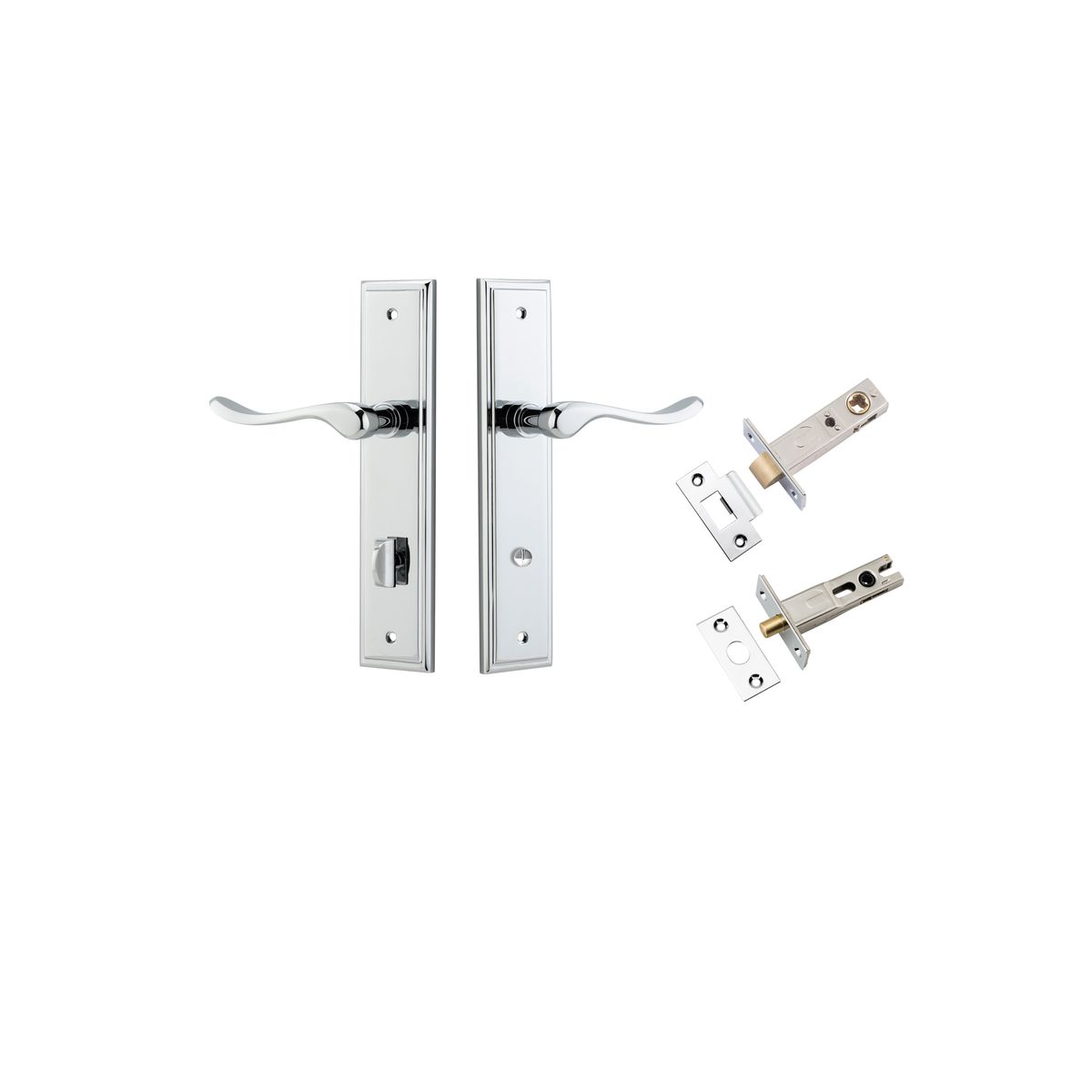 11926KPRIV60 - Stirling Lever - Stepped Backplate Privacy Kit with Privacy Turn - Polished Chrome - Privacy