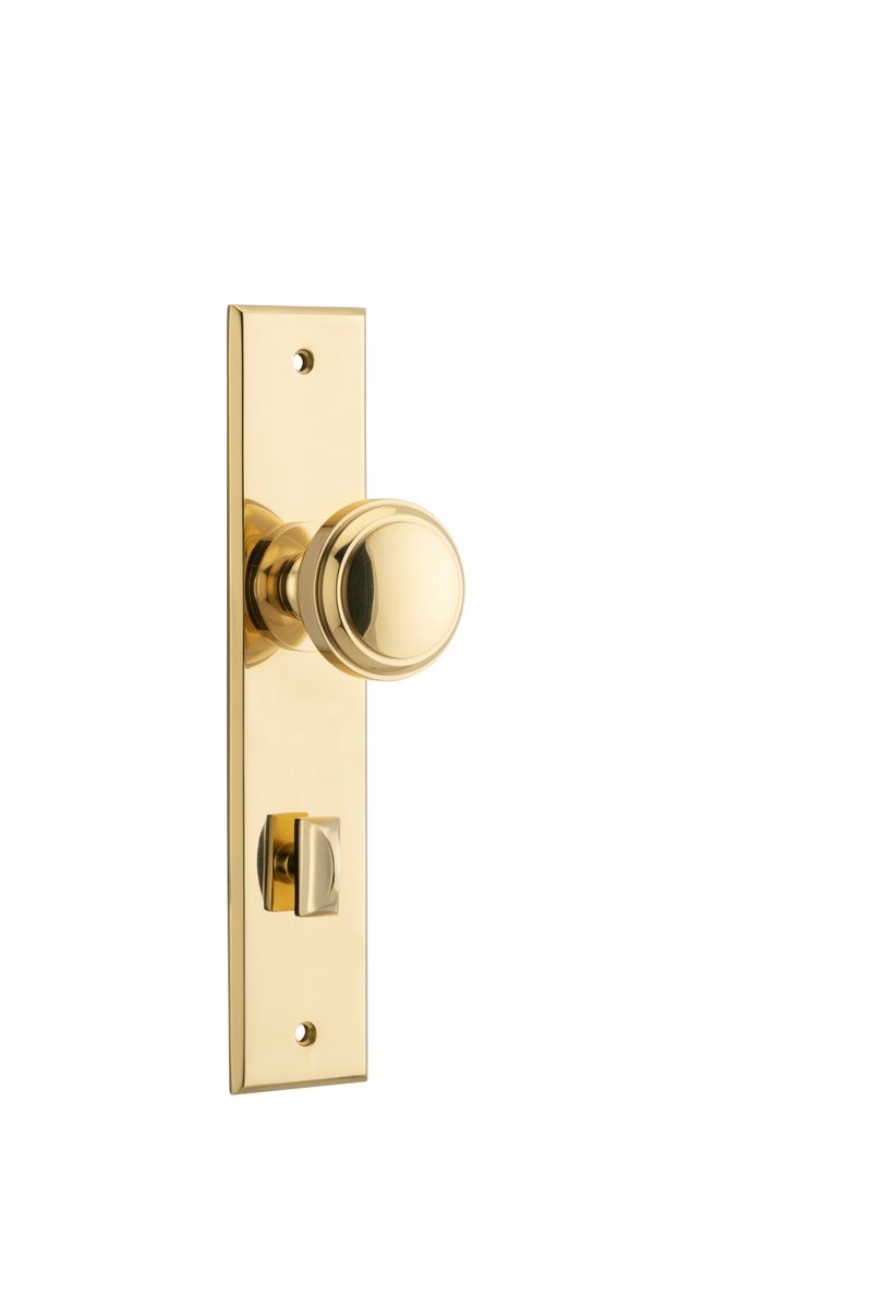 10321P85 - Paddington Knob - Chamfered Backplate - Polished Brass - Privacy
