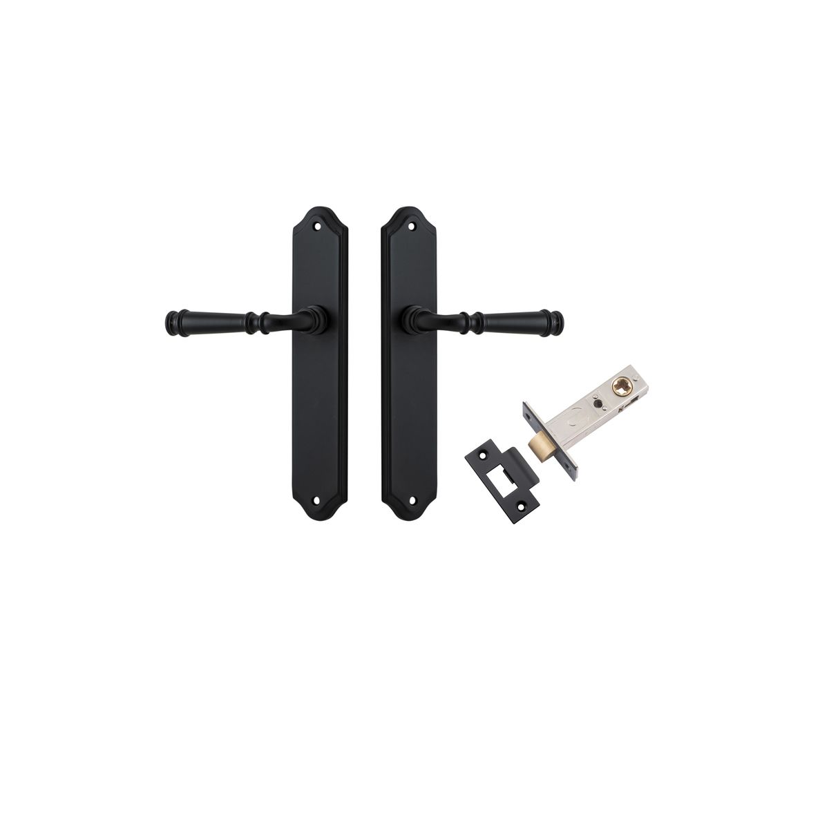12718KPASS60 - Verona Lever - Shouldered Backplate Passage Kit - Matt Black - Passage