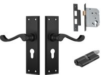 Milton Lever - Long Backplate Entrance Set with High Security Lock
