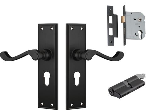 Milton Lever - Long Backplate Entrance Set with High Security Lock
