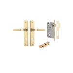 16296KENTR60KT - Brunswick Lever - Chamfered Backplate Entrance Kit with High Security Lock - Brushed Gold PVD - Entrance