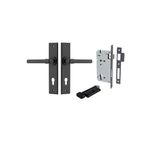 12904KENTR60KT - Helsinki Lever - Chamfered Backplate Entrance Kit with High Security Lock - Matt Black - Entrance