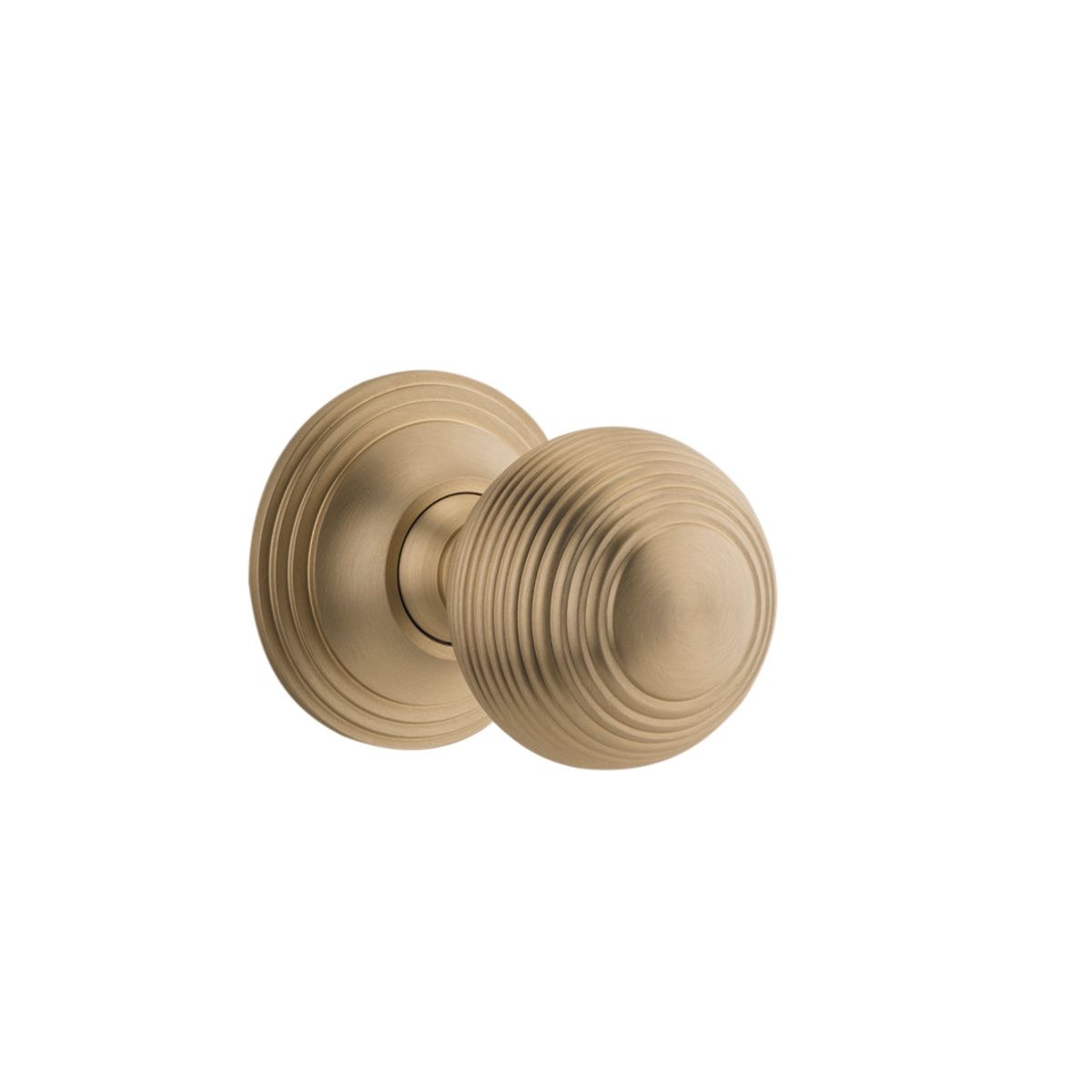 0254 - Guildford Knob - Round Rose - Brushed Brass - Passage