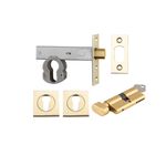 22556K70KTES - Euro Mortice Deadbolt Kit - 70mm Backset with Square Euro Escutcheon Key/Thumb - Polished Brass - Entrance