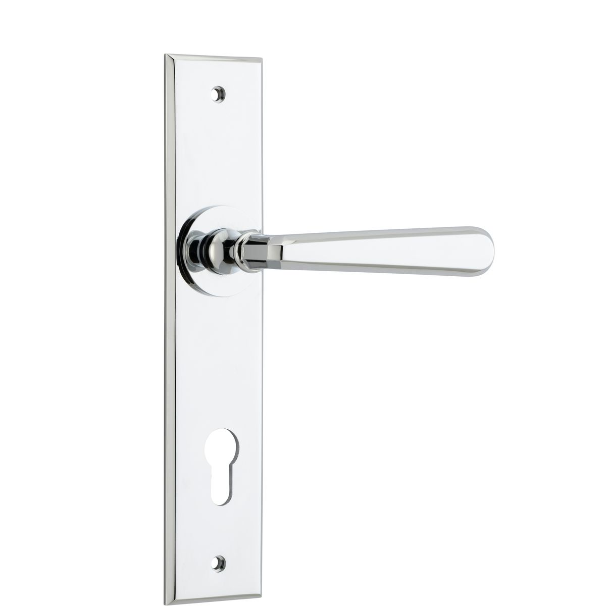 11880E85 - Copenhagen Lever - Chamfered Backplate - Polished Chrome - Entrance