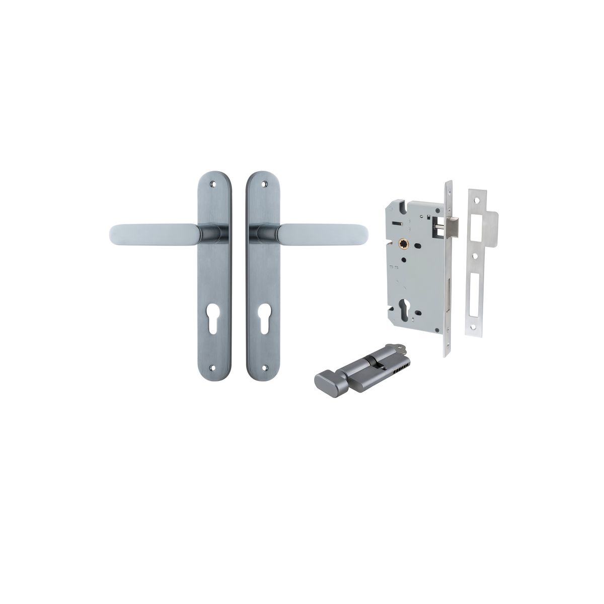 12264KENTR60KT - Bronte Lever - Oval Backplate Entrance Kit with High Security Lock - Brushed Chrome - Entrance