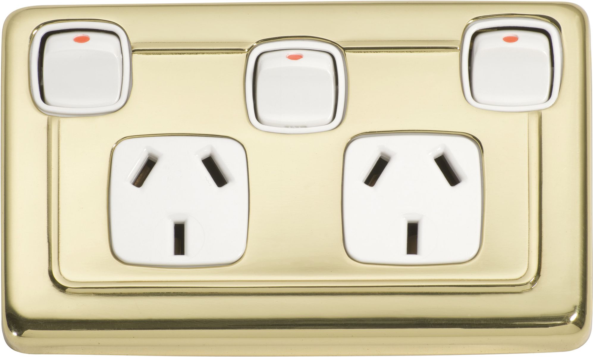 Switch Rocker With Socket 3 Gang Flat Plate Rocker Switches with Double Socket - Polished Brass ...