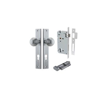 Guildford Knob - Rectangular Backplate Entrance Kit with High Security Lock
