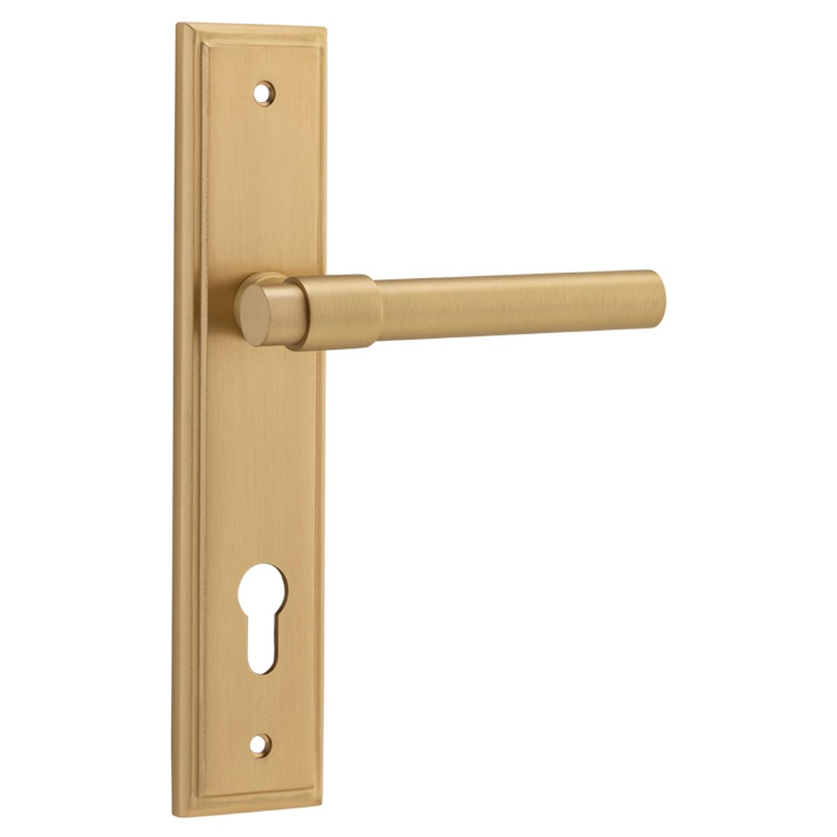 15402E85 - Helsinki Lever - Stepped Backplate - Brushed Brass - Entrance