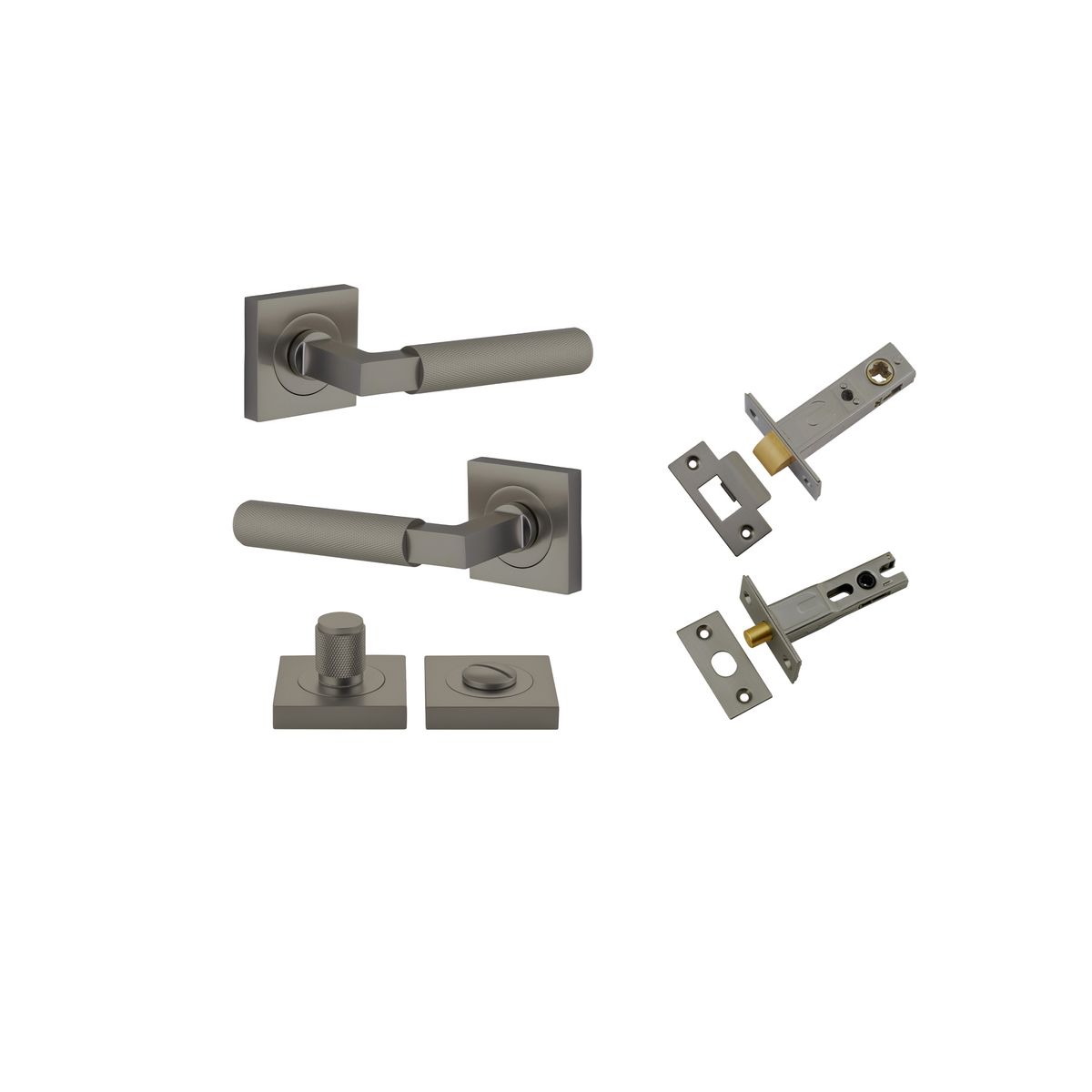 16869KPRIV60 - Brunswick Lever - Square Rose Privacy Kit - Graphite PVD - Privacy