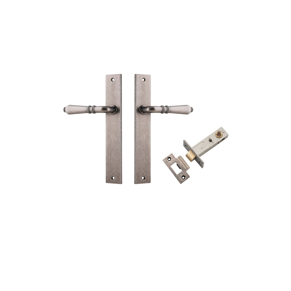 13700KPASS60 - Sarlat Lever - Rectangular Backplate Passage Kit - Distressed Nickel - Passage