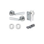 20805KENTR60KT - Copenhagen Lever - Round Rose Entrance Kit with Separate High Security Lock - Brushed Chrome - Entrance
