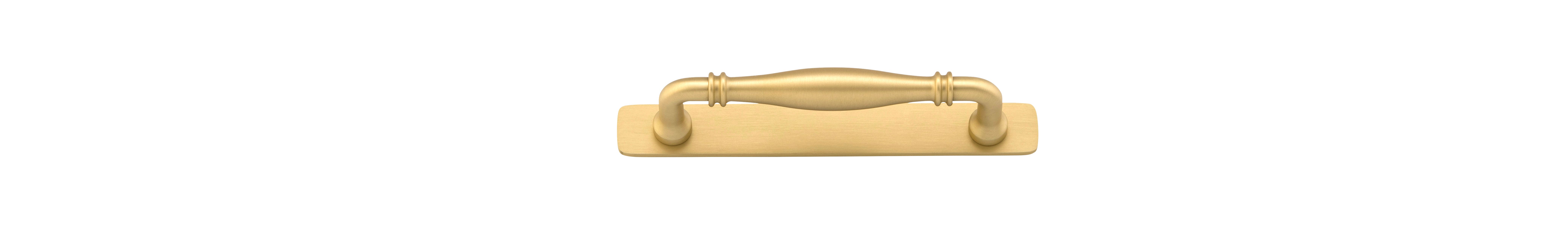 17104B - Sarlat Cabinet Pull with Backplate - CTC128mm - Brushed Gold PVD