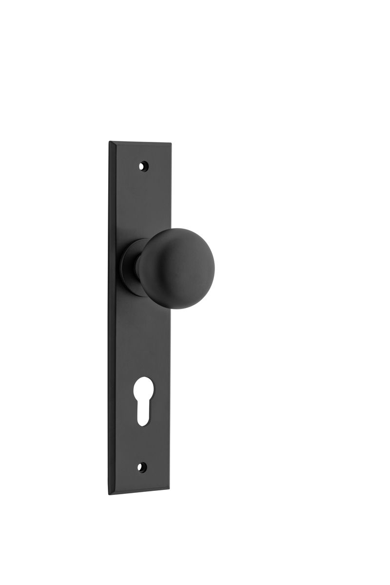 12946E85 - Cambridge Knob - Chamfered Backplate - Matt Black - Entrance