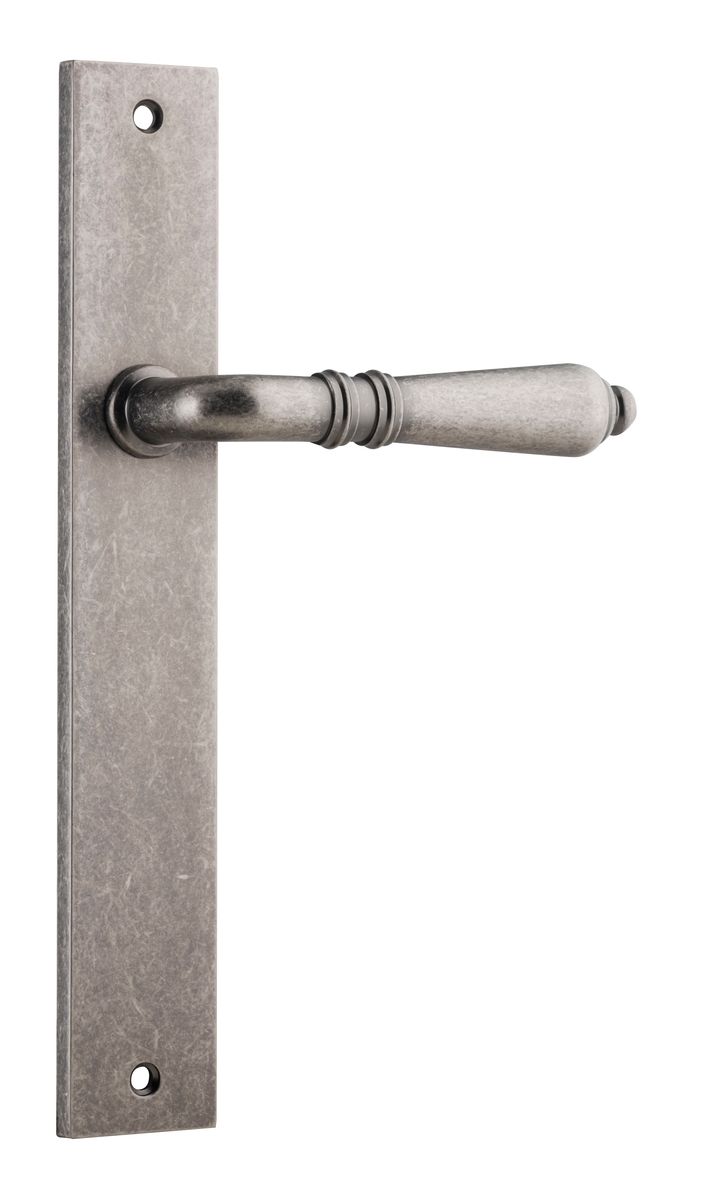 13700 - Sarlat Lever - Rectangular Backplate - Distressed Nickel - Passage