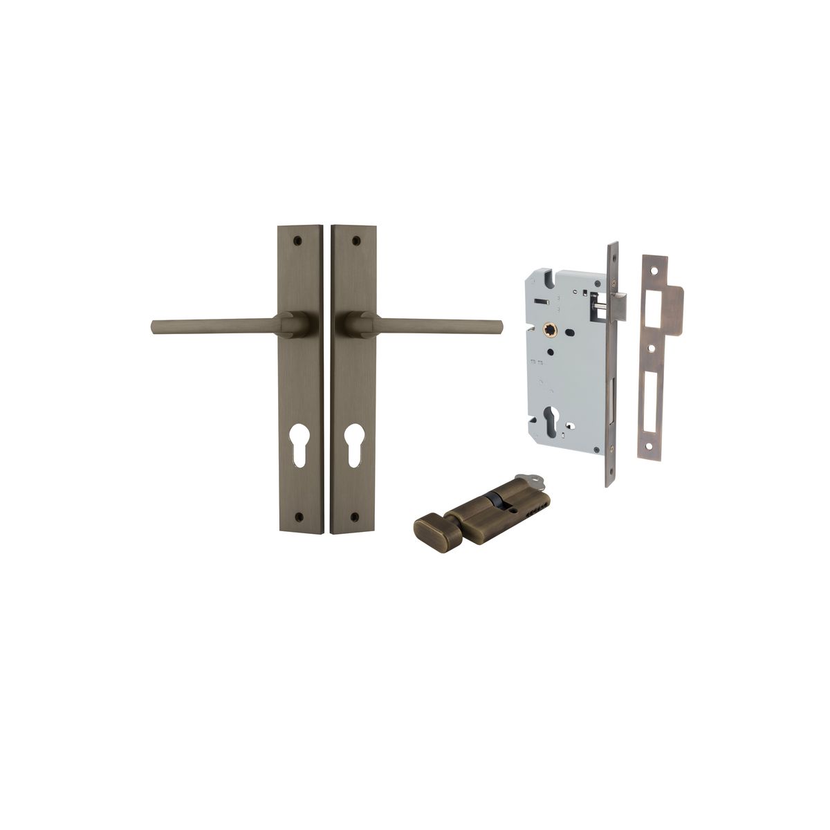 10702KENTR60KT - Baltimore Lever - Rectangular Backplate Entrance Kit with High Security Lock - Signature Brass - Entrance