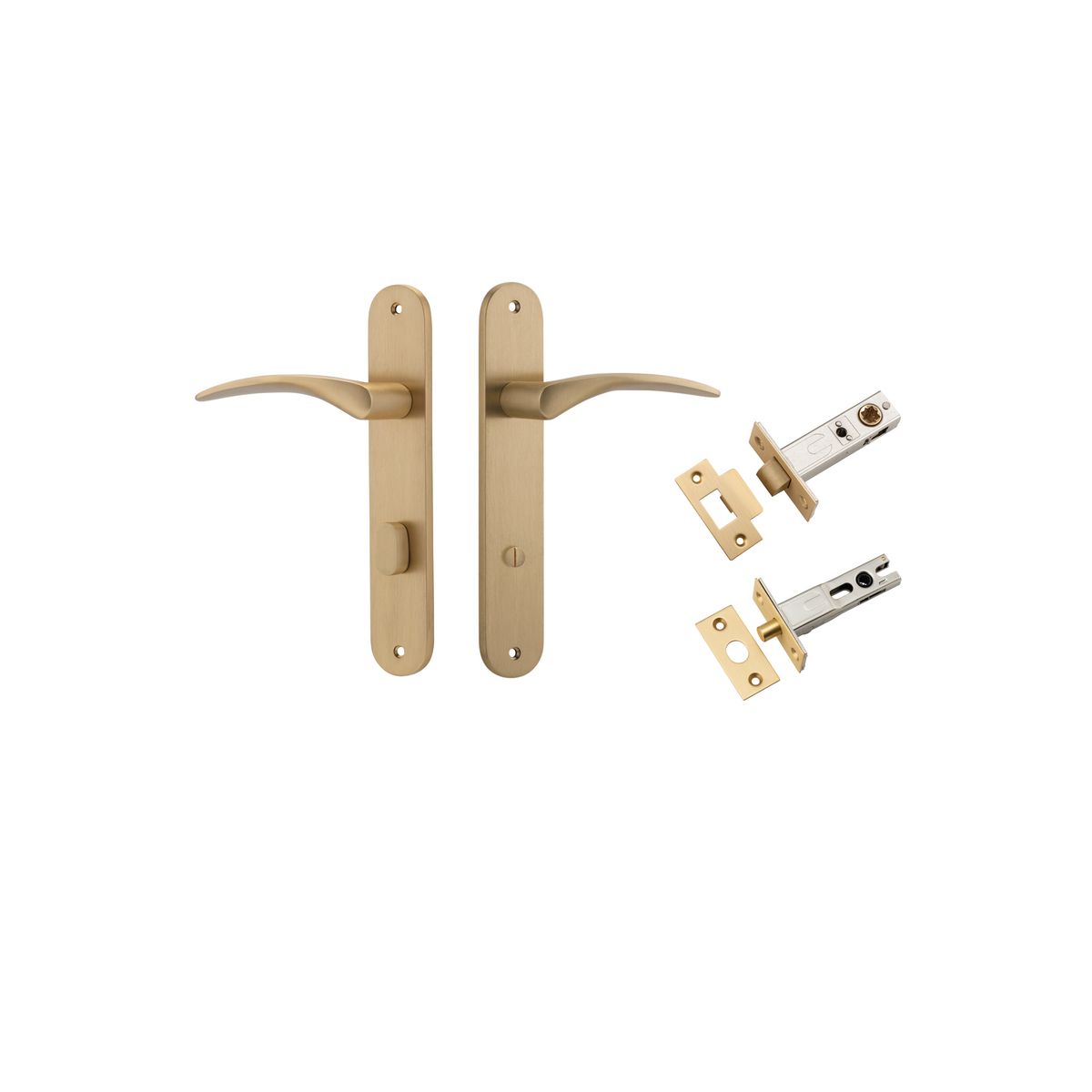 15728KPRIV60 - Oxford Lever - Oval Backplate Privacy Kit with Privacy Turn - Brushed Brass - Privacy