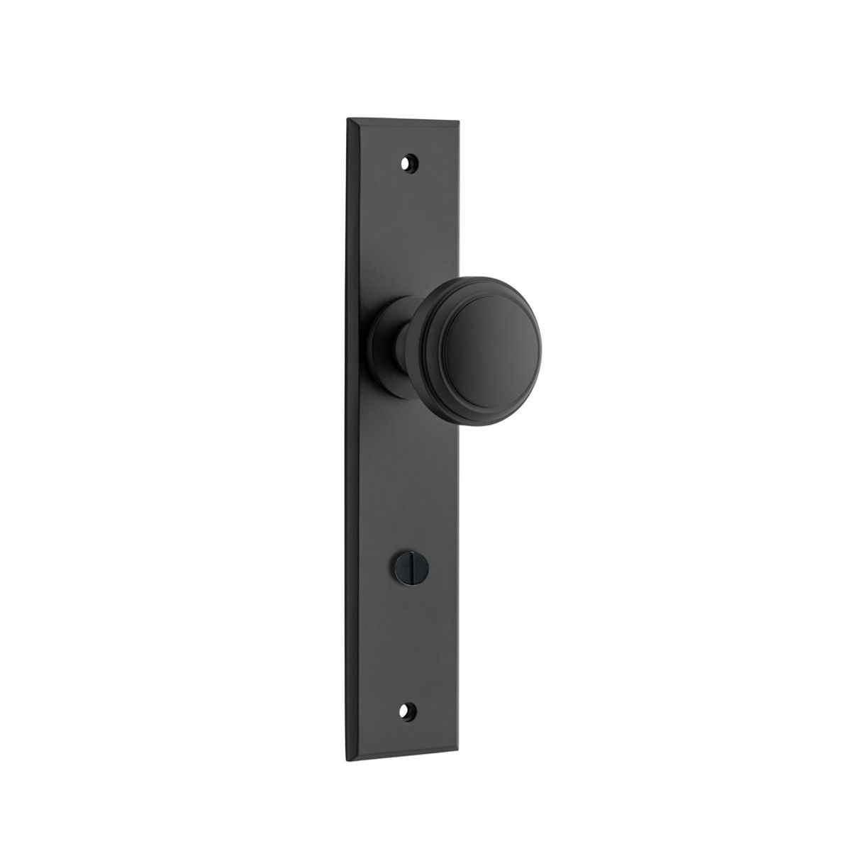 12831P85 - Paddington Knob - Chamfered Backplate - Matt Black - Privacy