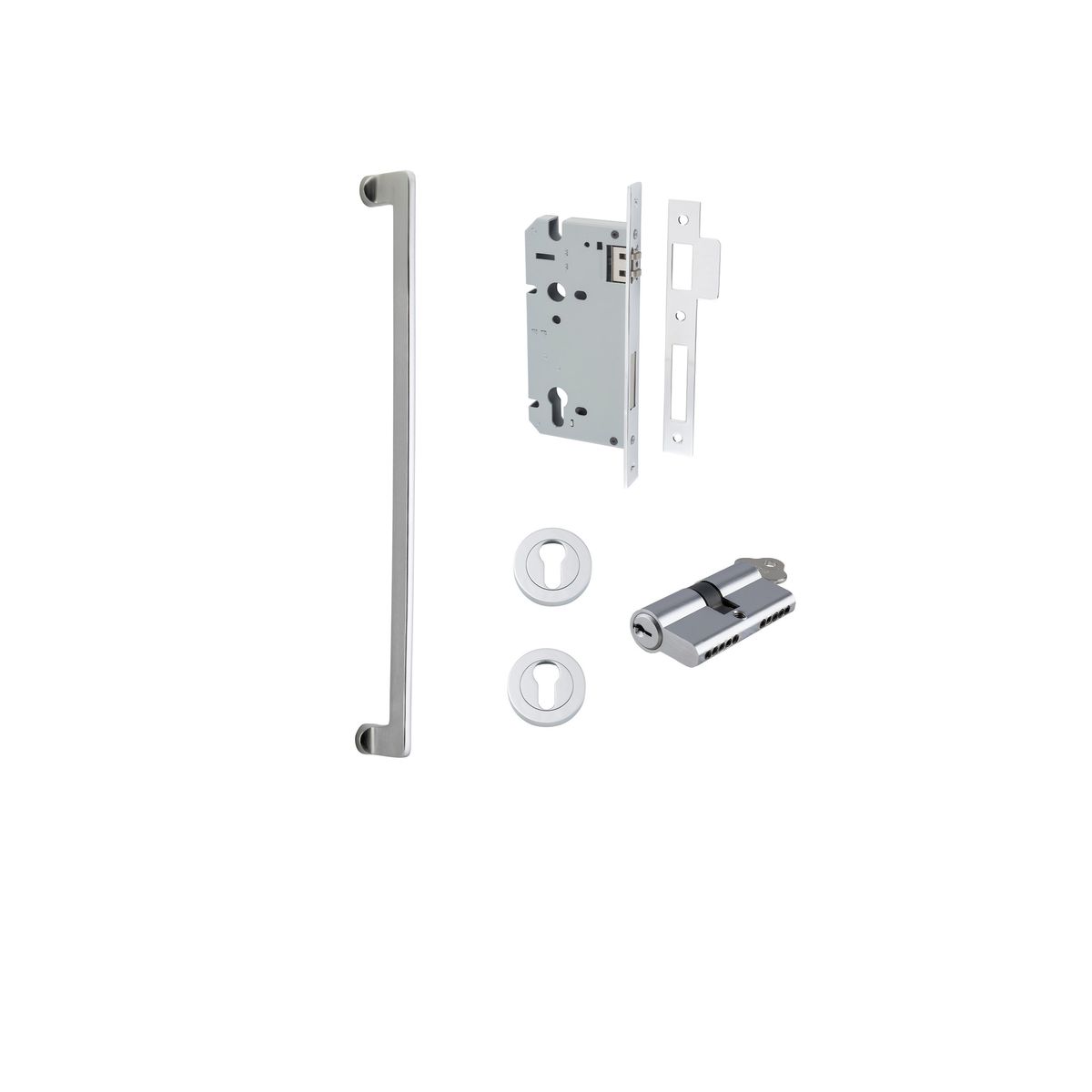 21305KENTR60KK - Baltimore Pull Handle - 600mm Entrance Kit with Separate High Security Lock - Brushed Chrome - Entrance