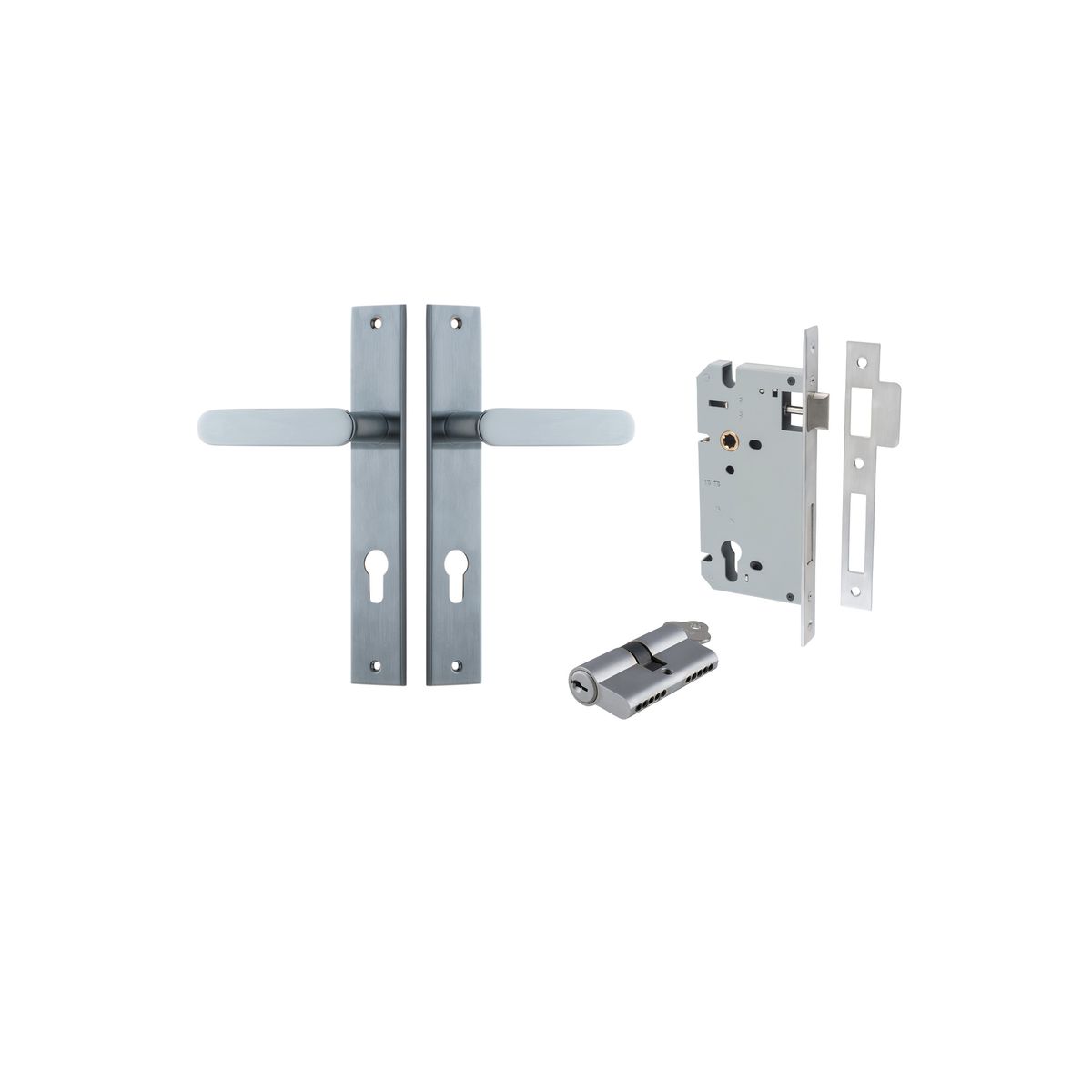 12248KENTR60KK - Bronte Lever - Rectangular Backplate Entrance Kit with High Security Lock - Brushed Chrome - Entrance
