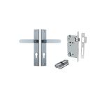 12248KENTR60KK - Bronte Lever - Rectangular Backplate Entrance Kit with High Security Lock - Brushed Chrome - Entrance