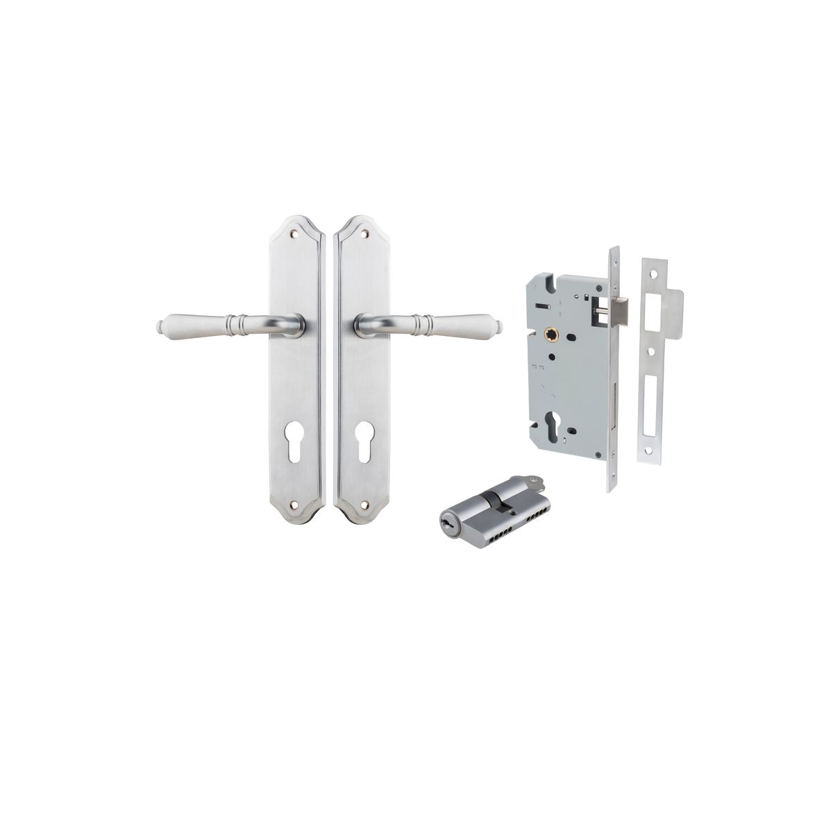 12212KENTR60KK - Sarlat Lever - Shouldered Backplate Entrance Kit with High Security Lock - Brushed Chrome - Entrance