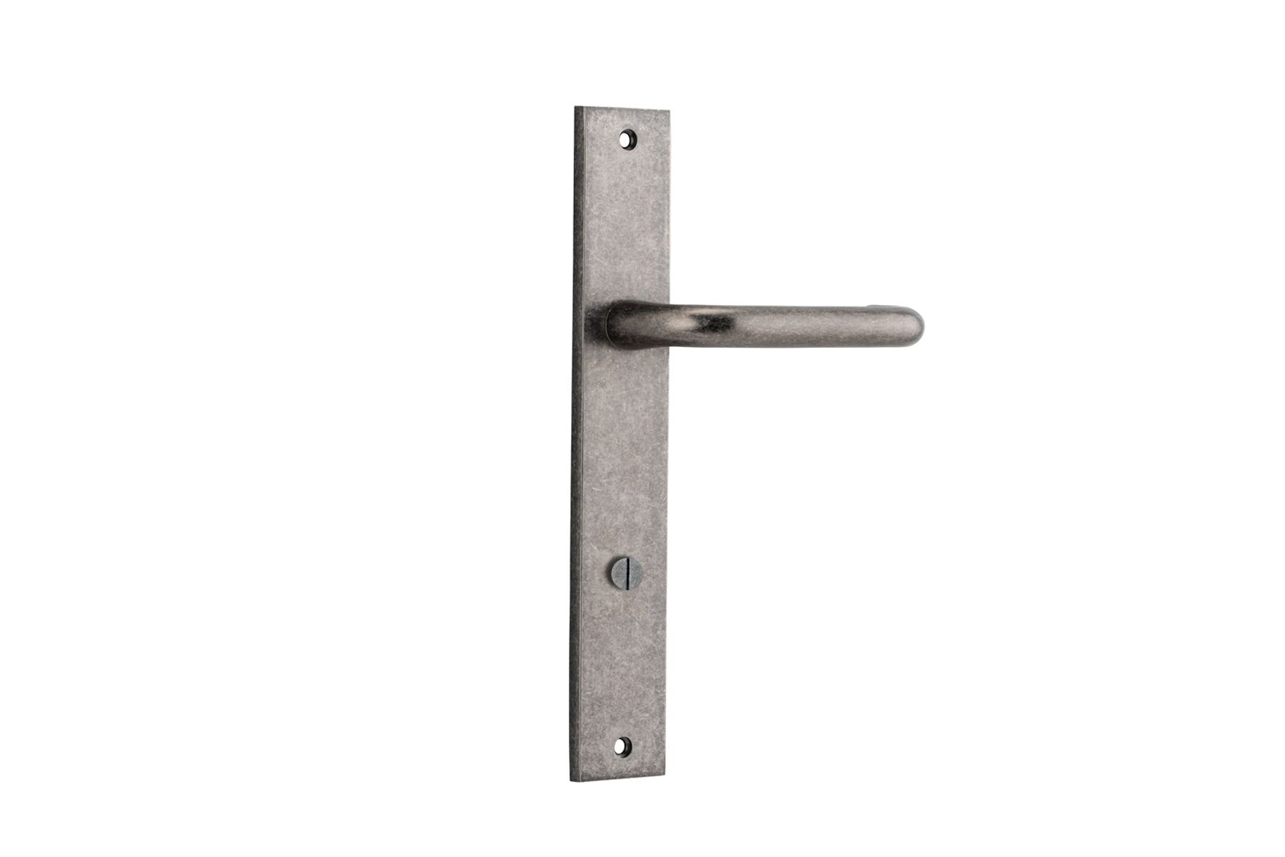 13844P85 - Oslo Lever - Rectangular Backplate - Distressed Nickel - Privacy