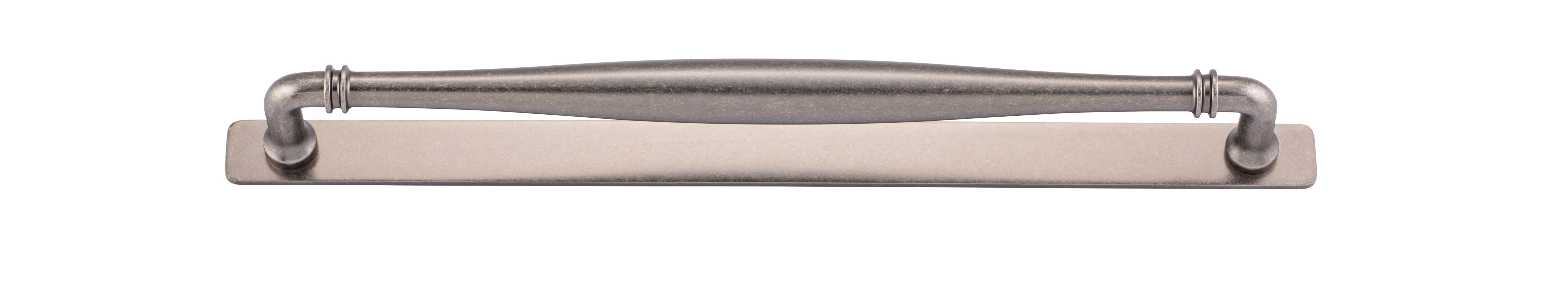 21097B - Sarlat Cabinet Pull with Backplate - CTC320mm - Distressed Nickel