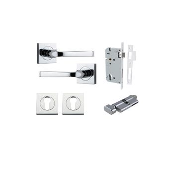 Annecy Lever - Square Rose Entrance Kit with Separate High Security Lock