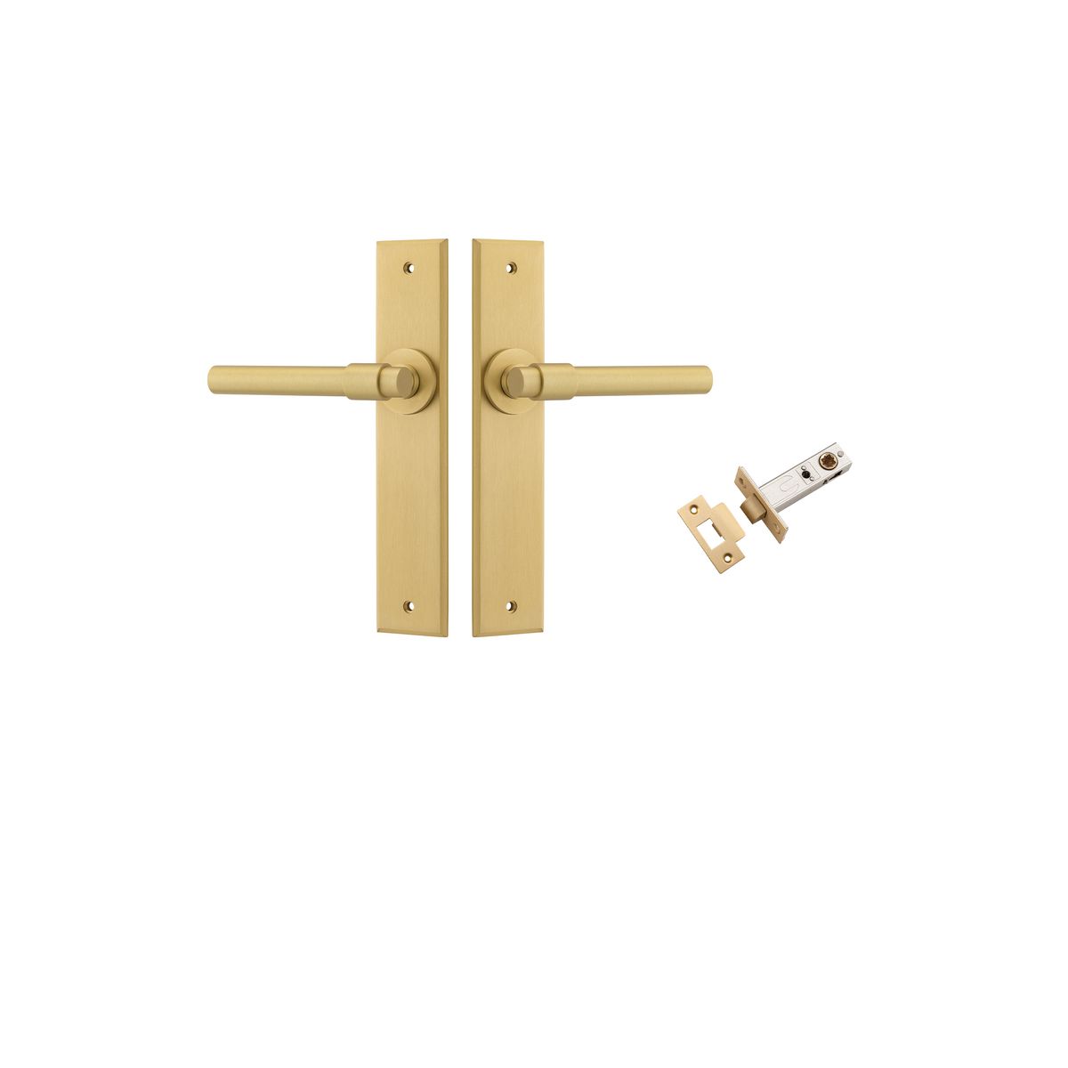 16404KPASS60 - Helsinki Lever - Chamfered Backplate Passage Kit - Brushed Gold PVD - Passage